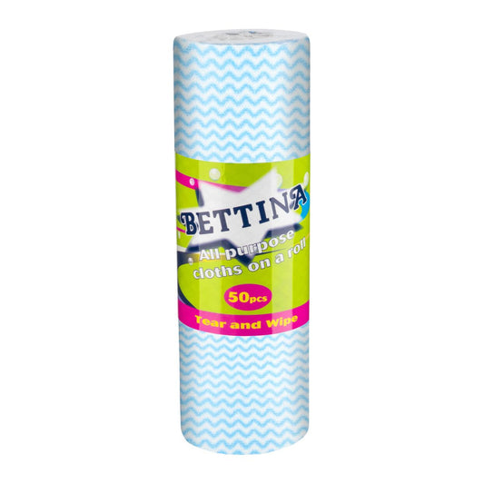 Bettina 50pc All Purpose Cloth Roll – Perforated, Reusable, 22x25cm
