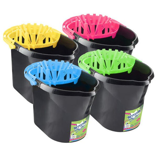 Bettina 14L Black Mop Bucket with Wringer – Sediment Trap & Colour Options