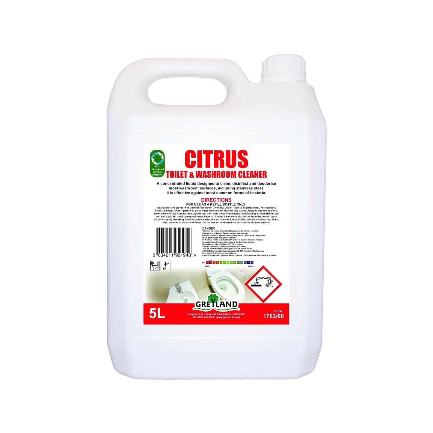 Greyland Citrus Toilet & Washroom Cleaner – 1L & 5L