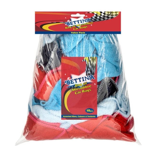 Bettina 10pc Microfibre Car Rags – Buffs, Shines, Polishes – Assorted Sizes