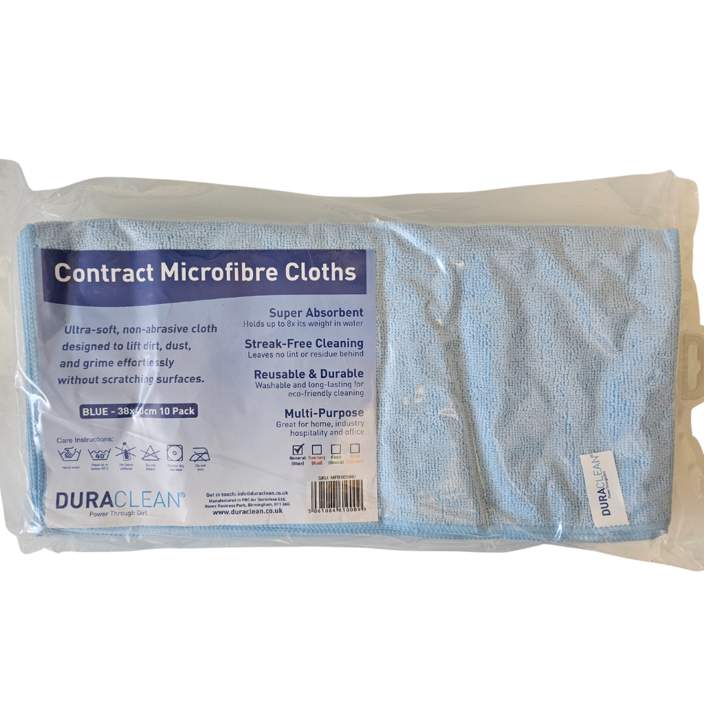 DuraClean® Blue Microfibre Cloths – 10 Pack (38x40cm)