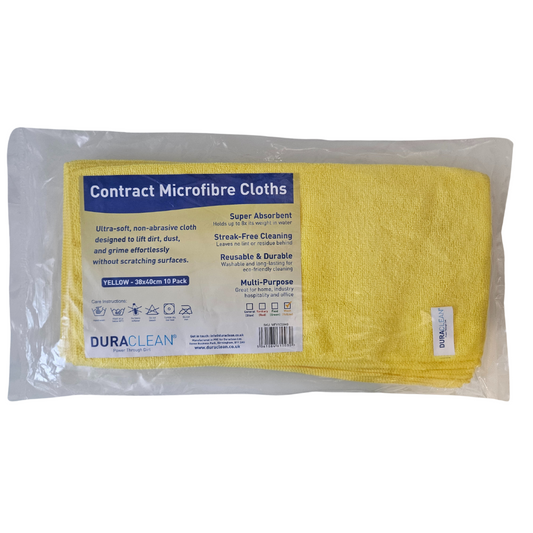 DuraClean® Yellow Microfibre Cloths – 10 Pack (38x40cm)