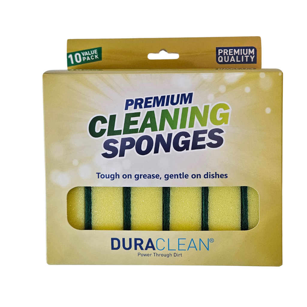 DuraClean® Premium Sponge Scourers – 10 Pack (High-Density Yellow & Green)