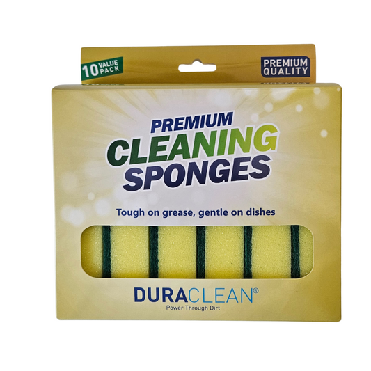 DuraClean® Premium Sponge Scourers – 10 Pack (High-Density Yellow & Green)