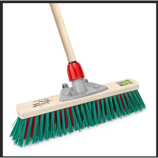 Bettina Outdoor Wooden Broom Set – Duo Bristle 40cm – Hard & Soft Bristles