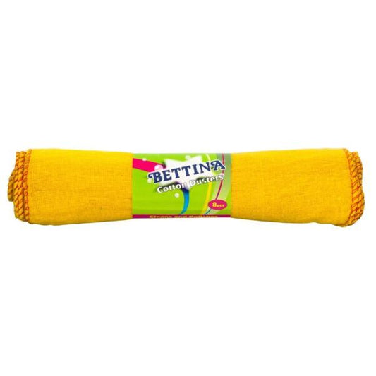 Bettina 8pc Yellow Cotton Dusters – 100% Natural Fibre – 28x30cm